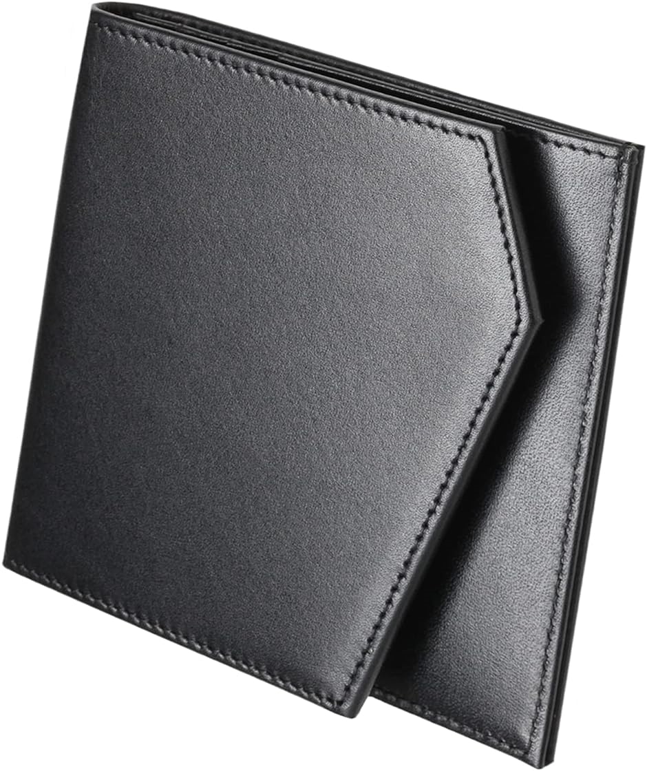 財布 二つ折り メンズ 牛革 薄い コンパクト 小銭入れなし BASICタイプ( Black)｜horikku