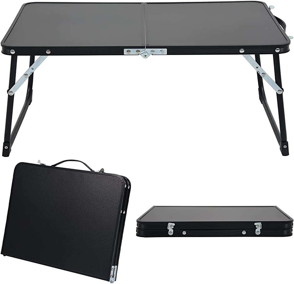 折り畳み式ローテーブル ミニテーブル アウトドア サイドテーブル お花見＆お祭り用 60ｘ40ｘ25cm 小型軽量( フルブラック)