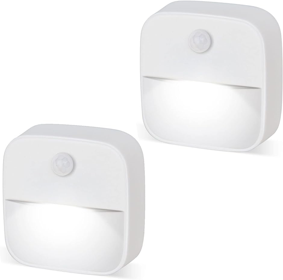 LEDナイトライト人感センサー付 足元灯 ベッドサイドランプ 明暗センサー付( 白光系2個)