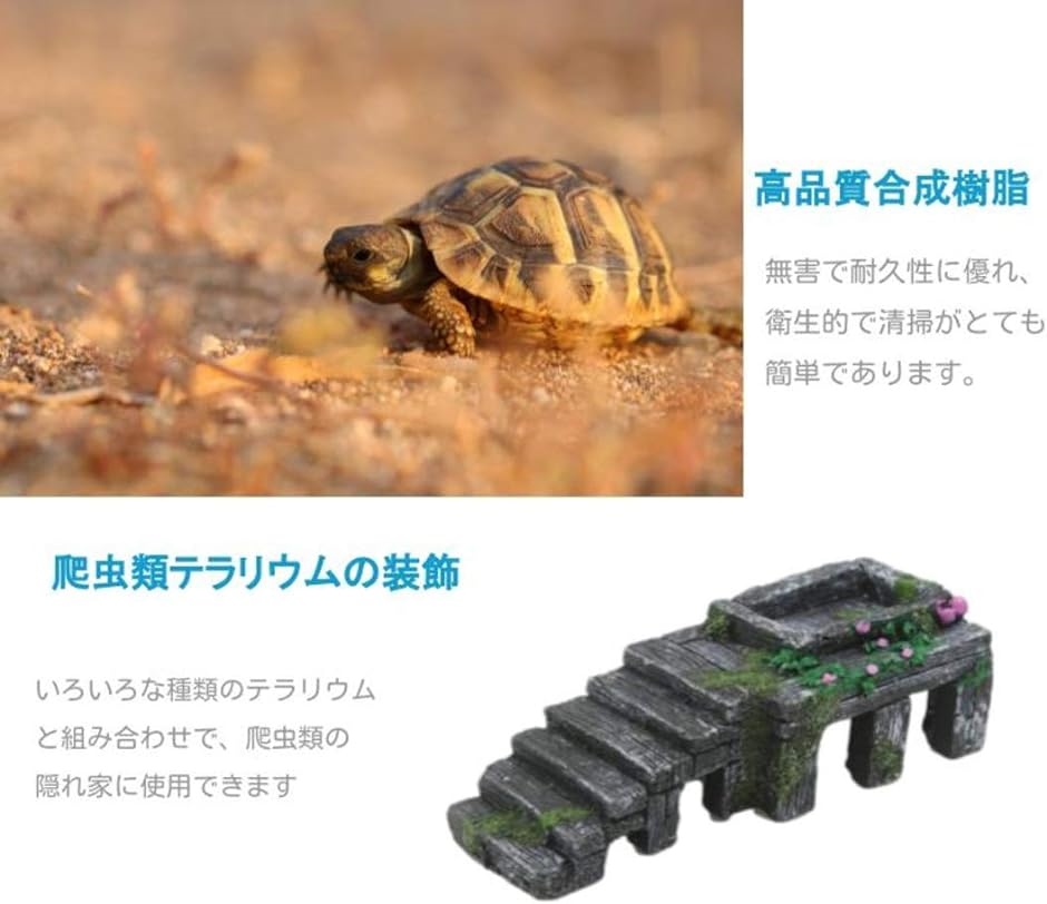 爬虫類シェルター 両生類 亀の家 乾燥プラットフォーム テラリウム( M)｜horikku｜03
