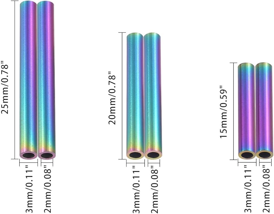 30個 5色 3種サイズ チューブビーズ 304ステンレス製 ステンレスパイプ MDM( 5色#2-30個,  15/20/25mm)｜horikku｜04