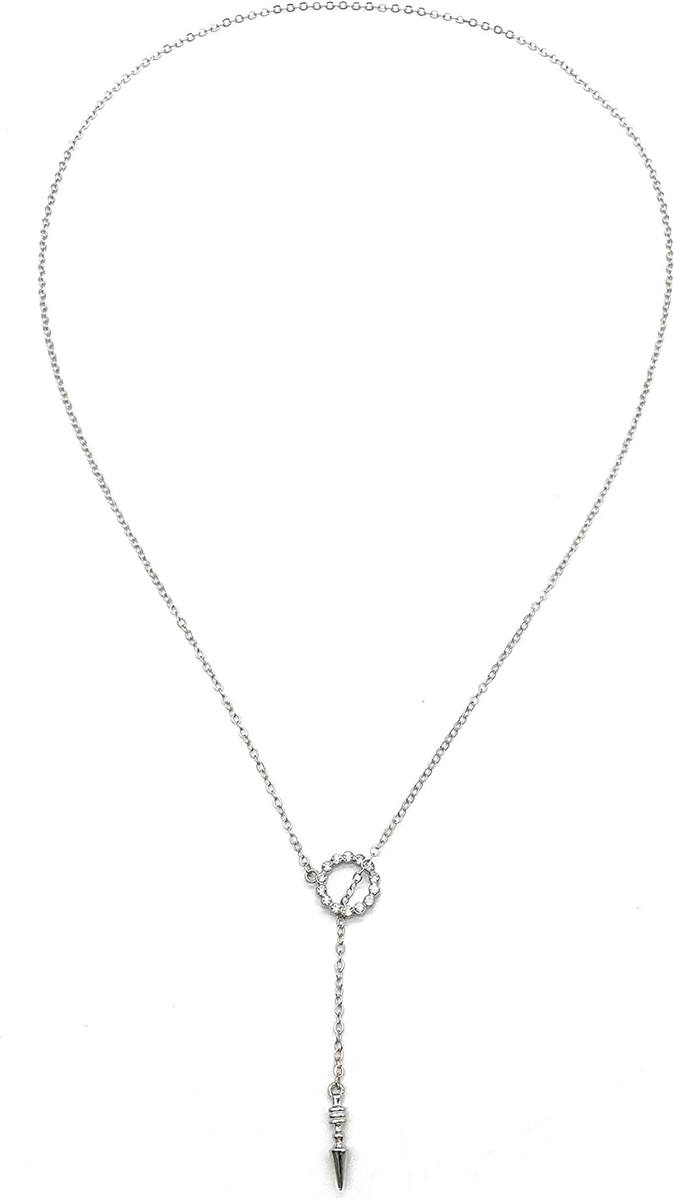 Yahoo! Yahoo!ショッピング(ヤフー ショッピング)ネックレス スパイクチェーン ジルコニア付き おしゃれ アクセサリー（シルバー）