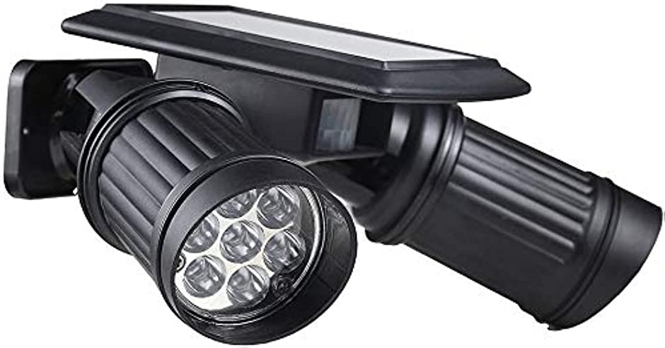 センサーライト ソーラーライト 屋外 1.4Wx2灯 LEDソーラーセンサーライト 360角度調整可 照明( Black,  高級版)