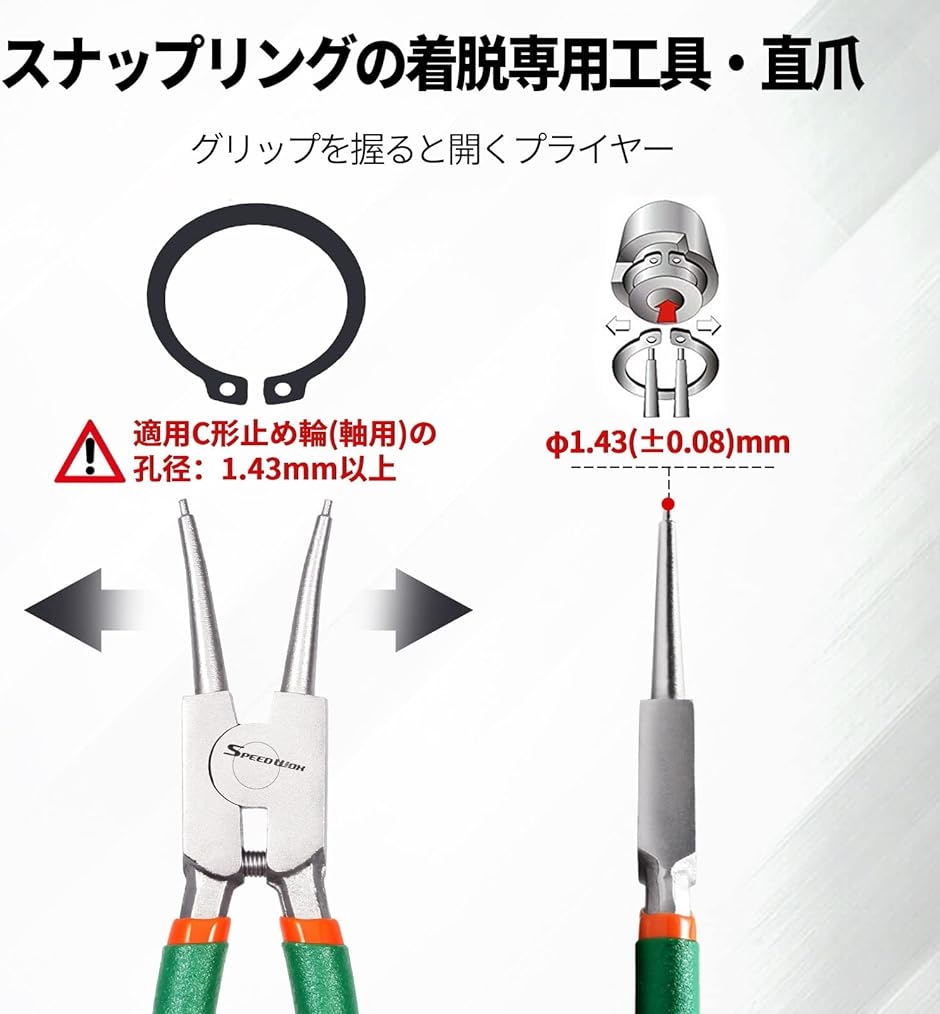 スナップリングプライヤー 直型 Cリングプライヤー 軸用 131mm C型スナップリング着脱専用 リング外し 工具(グリーン, 5)  :2B6PGHQ4T5:スピード発送 ホリック - 通販 - Yahoo!ショッピング