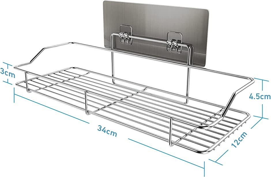 シャワーラック キッチンラック 浴室用ラック 強力粘着固定 バスルームラック 洗面所収納ラック( 34x12x4.5cm(テープ))｜horikku｜06