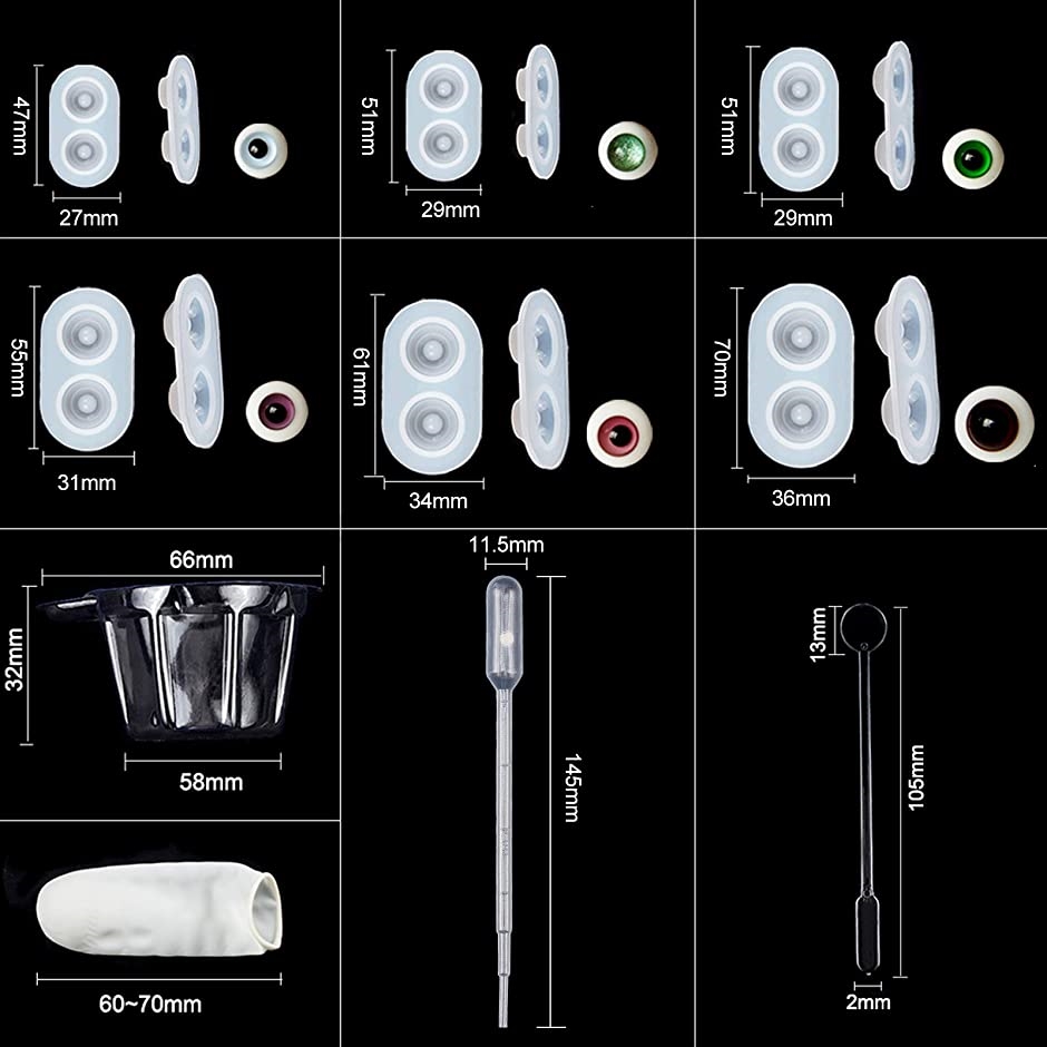 6個 シリコンモールド ドールアイ レジンモールド 型 おもちゃ作り