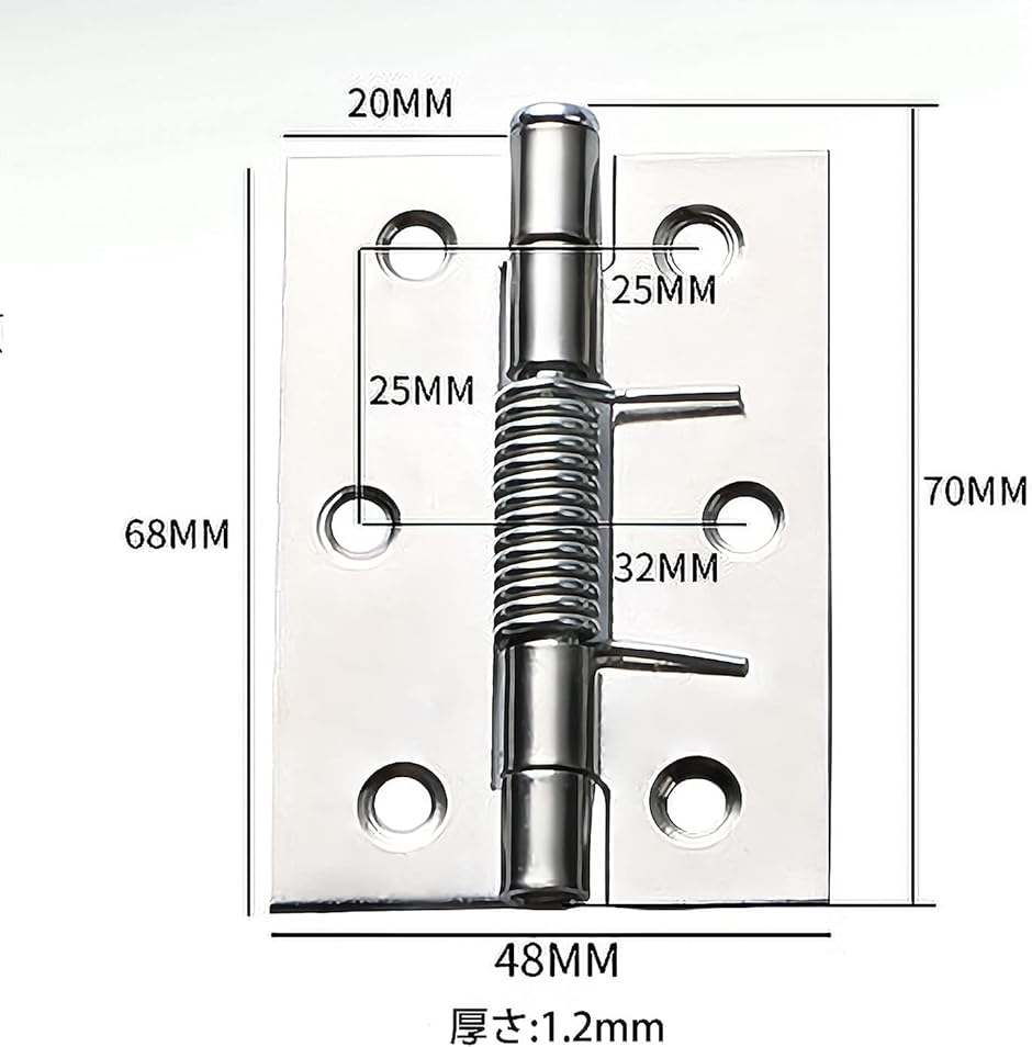 スプリング蝶番ドアバット丁番 ヒンジ ステンレス製 4個入 70x48x1.2 MDM( 4個入 70x48x1.2)｜horikku｜02