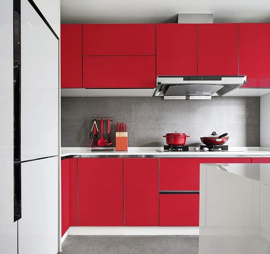 キッチンシート 赤色 レッド 60cmｘ10m 壁紙シール 防水 耐熱 DIY