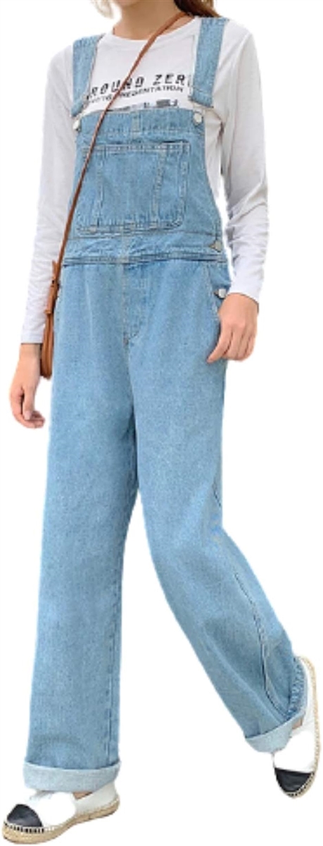 デニム オーバーオール ゆったり ワイドパンツ 体型カバー