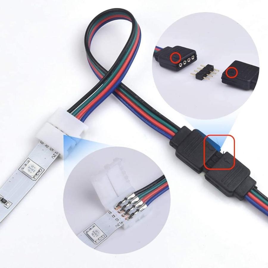LEDストリップライトコネクタ 4ピン 10mm幅SMD 5050 RGB テープライトコネクタledテープ( ホワイト)｜horikku｜04