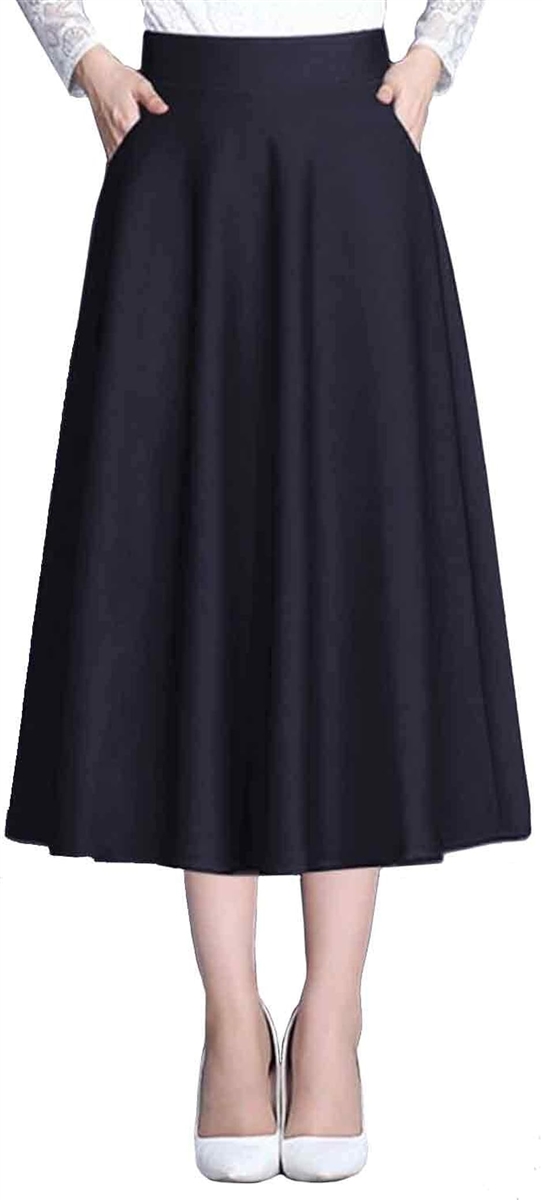 フレア スカート レディース Aライン ロング ポケット付 シンプル