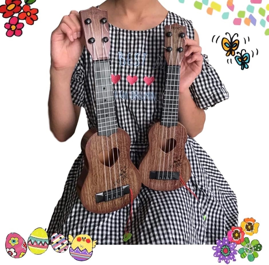 おもちゃ ウクレレ 子供用 ミニギター 撮影小物 エッグシェイカー 4弦 44cm( ダーク,  44cm)｜horikku｜04
