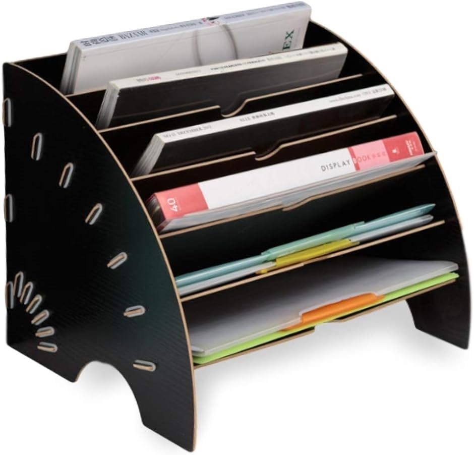 ファイルボックス A4トレー 木製 卓上収納 ファイルラック 書類トレー デスクトレー 簡単組み立て分解可能 新聞 雑誌( ブラック)｜horikku