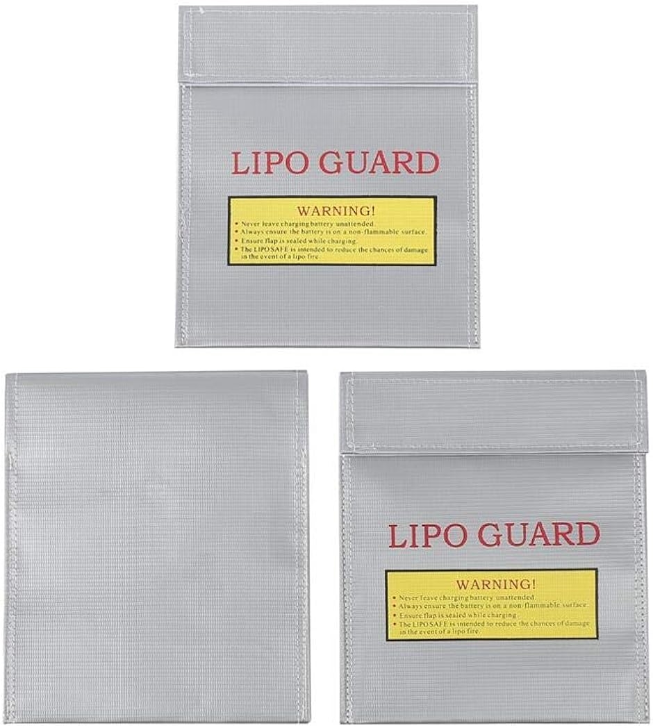 リポバッテリー 用 セーフティバッグ 3枚セット シルバー 18x23cm LIPO GUARD ドローン 保管 運搬(シルバー)