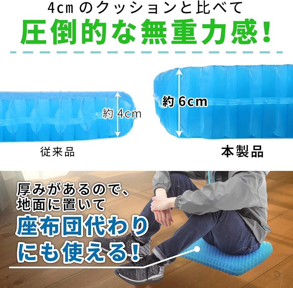 超極厚6cmrelaxheal ゲルクッション 椅子 ジェルクッション 車 座布団