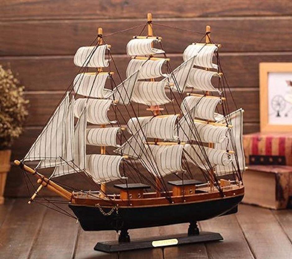 帆船 模型 手作り 完成品 海賊船 インテリア 装飾 に( 30cm