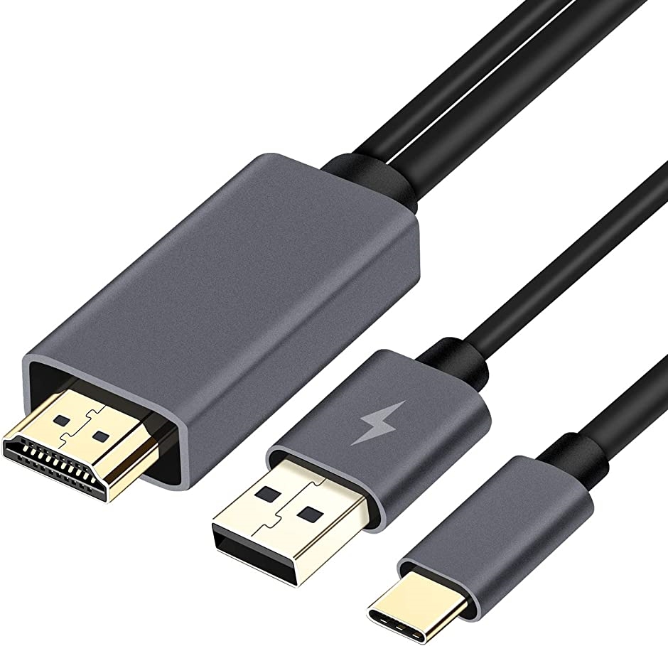 type-c hdmi usb 変換ケーブル 4K テレビ変換ケーブル 設定不要 高耐久性 最新版 1.8M アルミニウム合金 ブラック