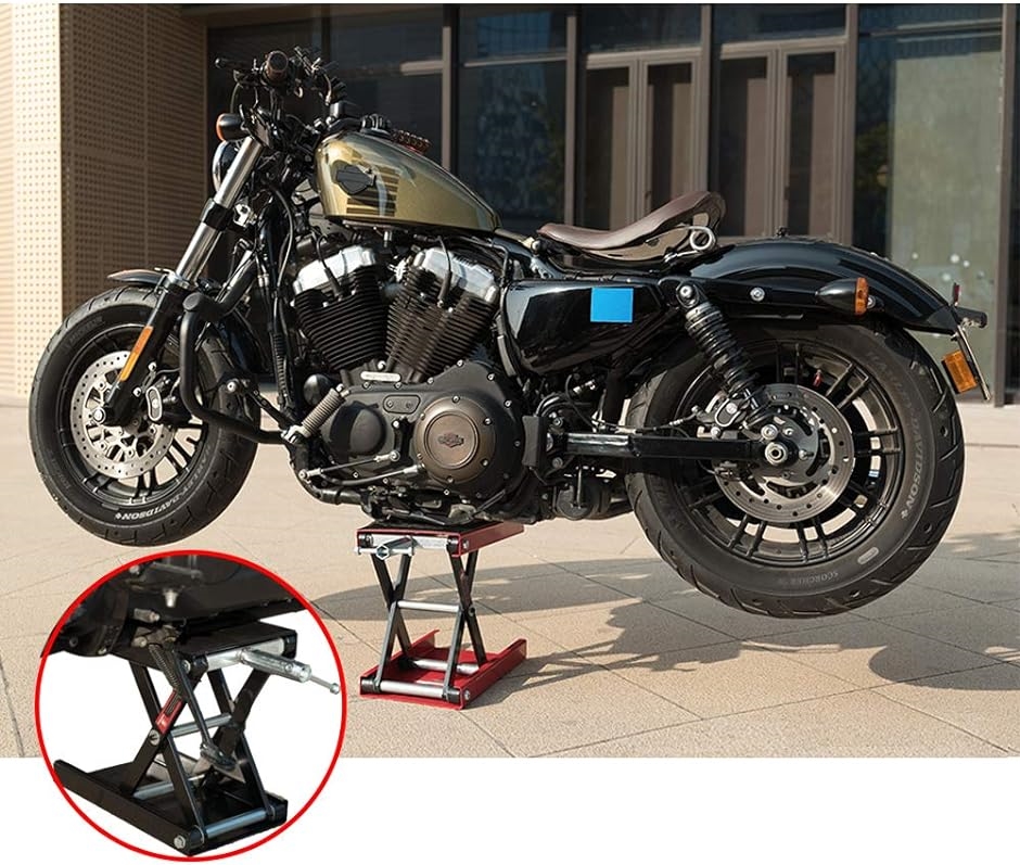 ジャッキ バイクジャッキ バイクリフト モーターサイクルジャッキ 耐荷重500kg ゴムマット付き ソケット付き バイク用 MDM( レッド)  :2B6X05SN8X:スピード発送 ホリック 通販 