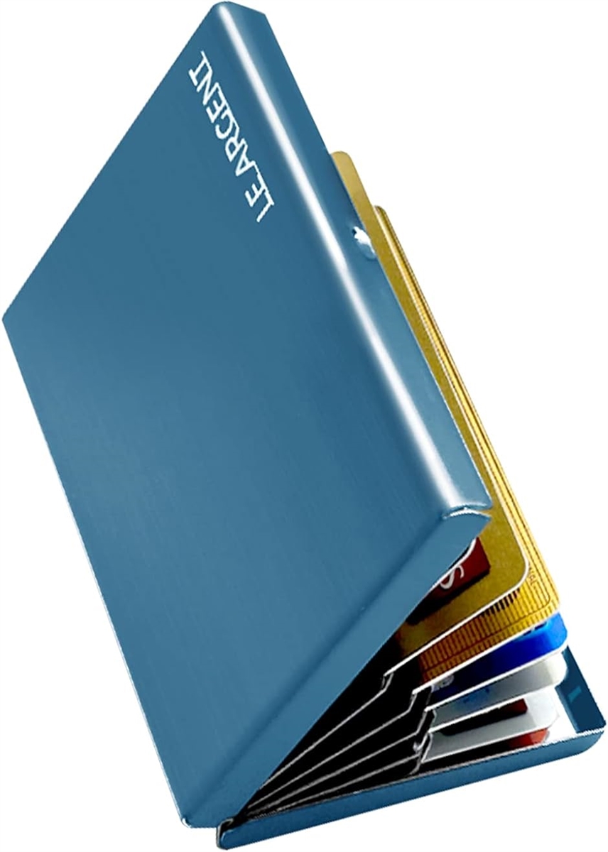 カードケース メンズ クレジットカードケース スキミング防止 極小財布 8枚スロット拡張版( メタリックブルー)