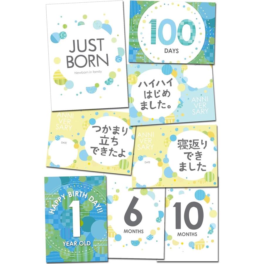 月齢フォト カード マンスリーカード 24面12枚 赤ちゃん 写真( Pattern_boy)｜horikku
