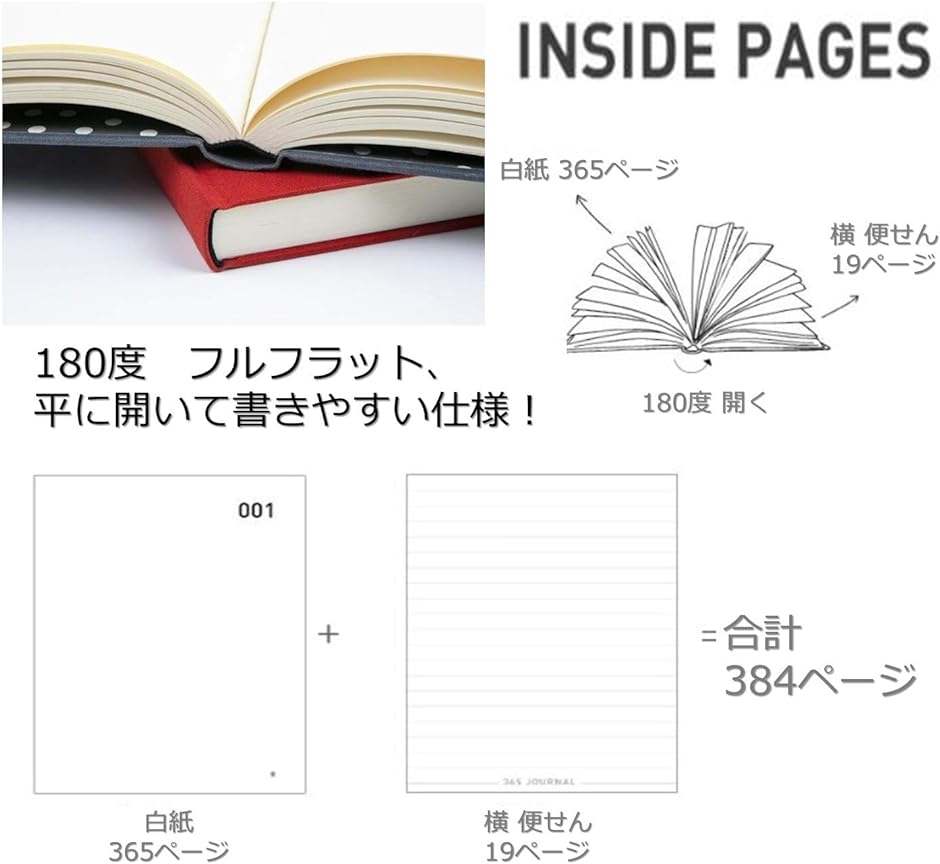 日記帳 ダイアリー 毎日書ける ジャーナル A５サイズ ノート かわいい スケジュール帳( 赤)｜horikku｜05