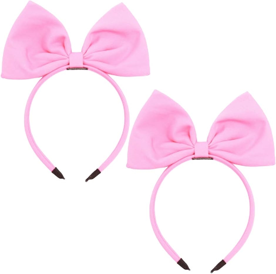 カチューシャ リボン ヘアアクセサリー 2個セット( ピンク2個