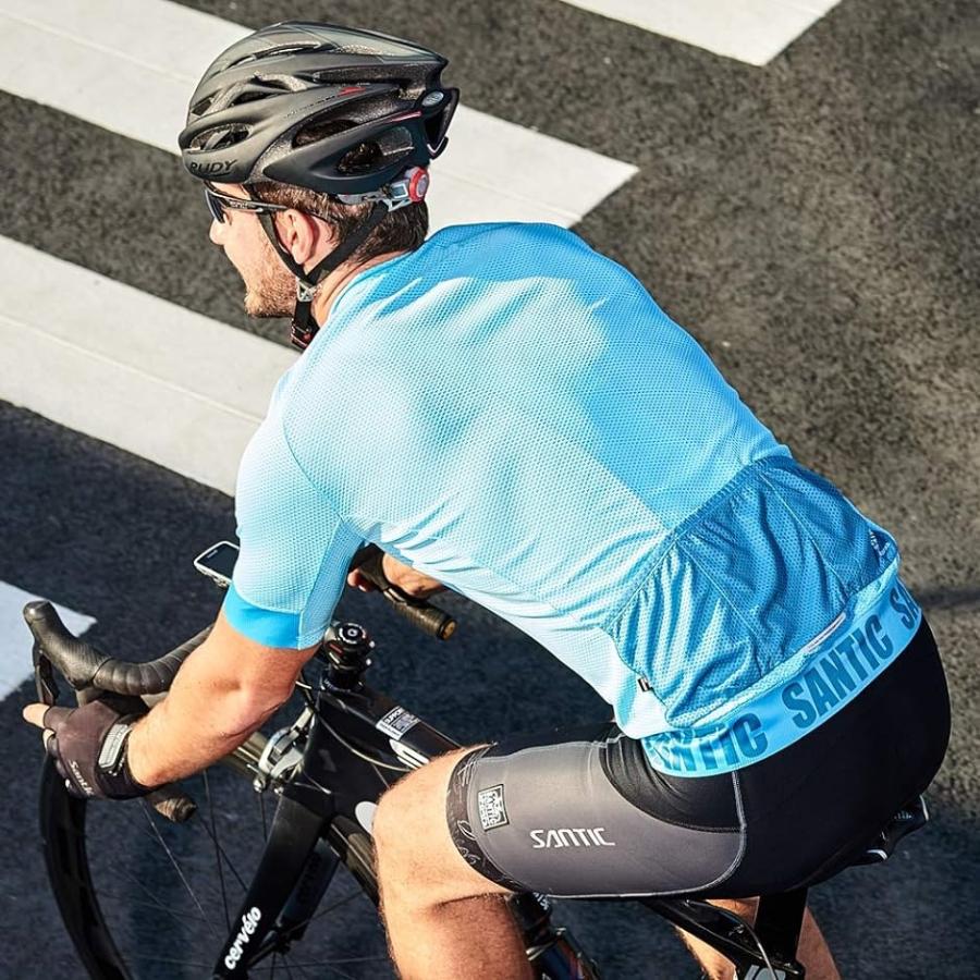 メンズ ビブショーツ ビブパンツ サイクルパンツ 自転車 3Dパッド付き 吸汗速乾( グレー ホワイト,  Large)
