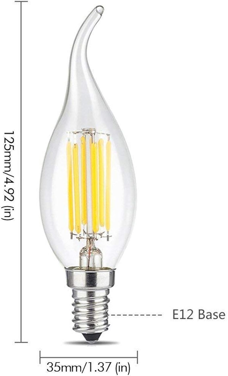 KY LEE C35 シャンデリア電球 60W形相当 E12口金 LED エンジン電球