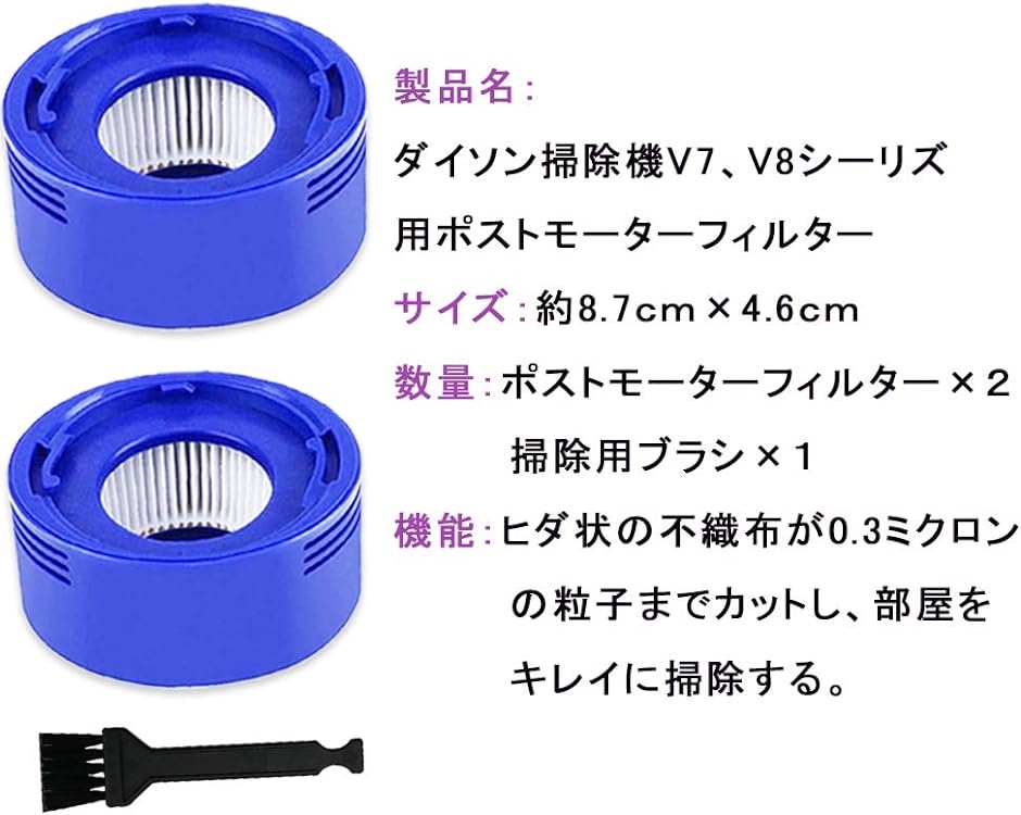 と互換性のある 掃除機用フィルター V7 V8シリーズ Hepa Post Filter 2