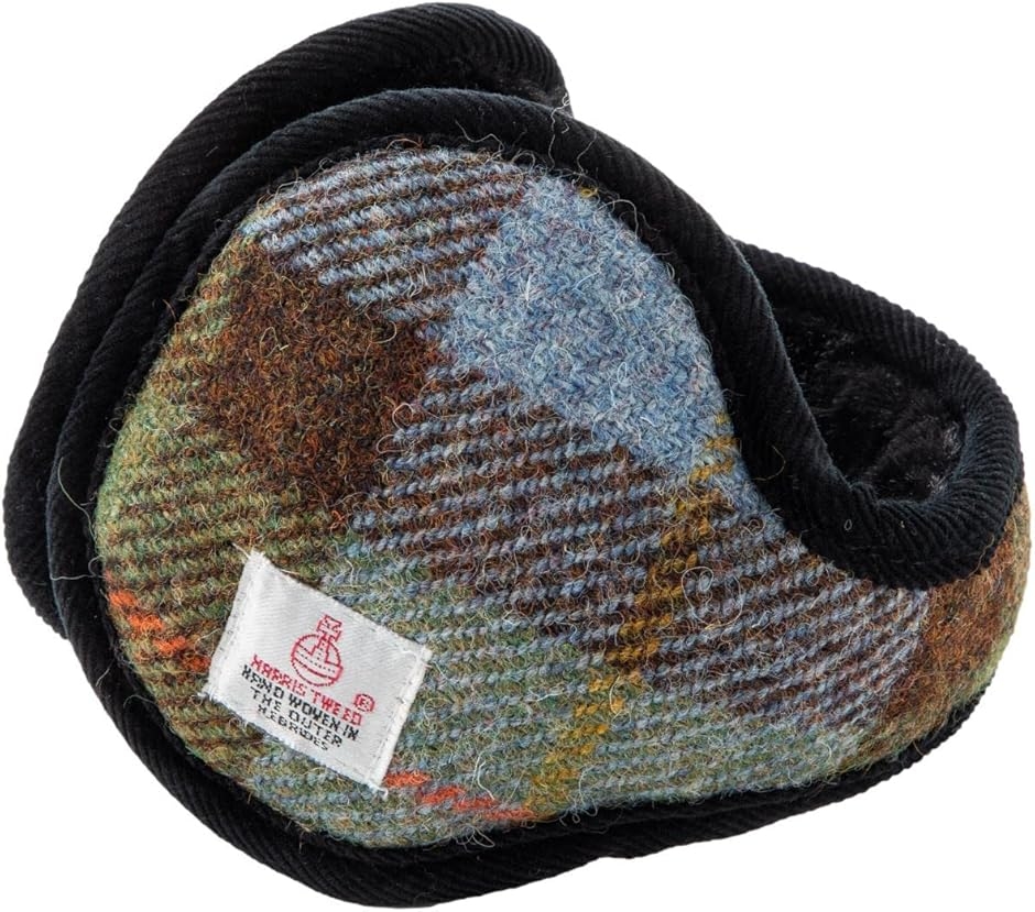ハリスツイード Harris Tweed イヤーマフ イヤーウォーマー 耳当て 裏ボア 防寒 (ブラウンチェック,  Free Size)
