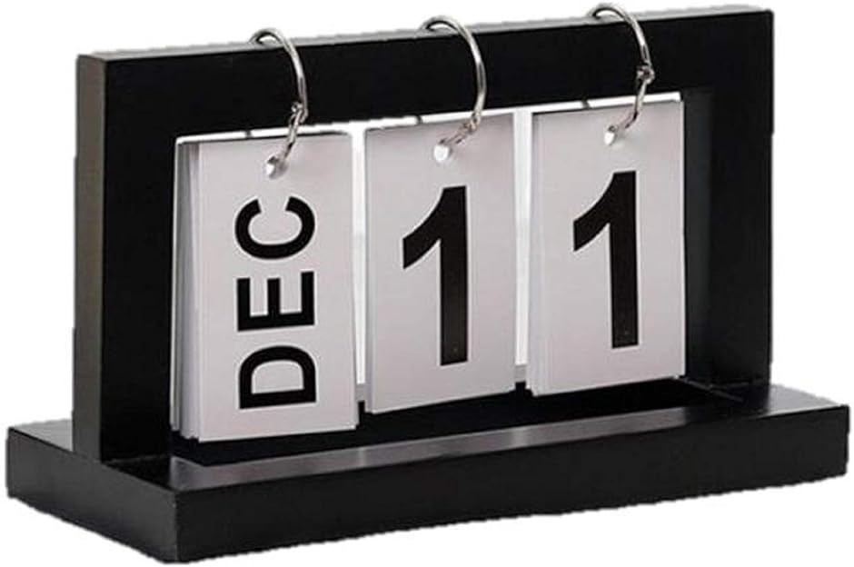 万年 カレンダー 日めくり 卓上 おしゃれ ホーム オフィス デスク インテリア シンプル デザイン 木製( ブラック)｜horikku