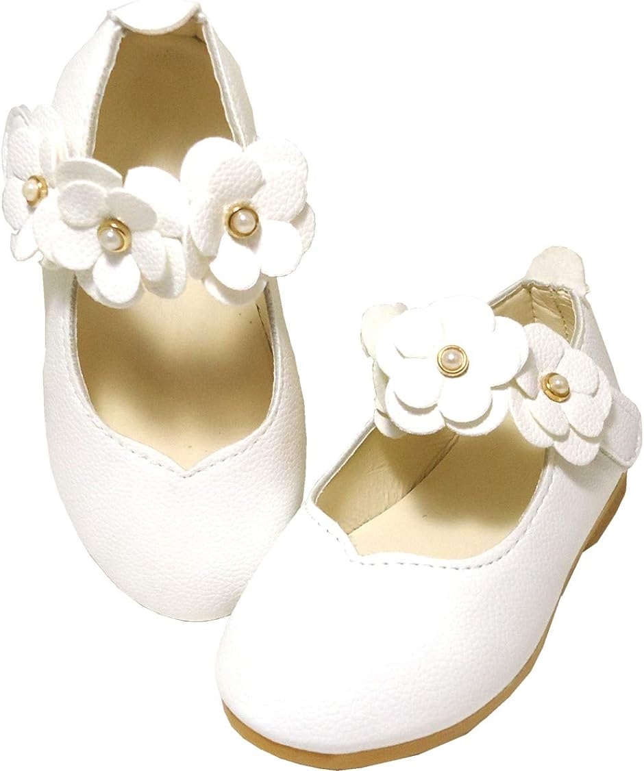 キッズ フォーマル 靴 女の子 子供靴 シューズ キッズ靴 結婚式 発表会 七五三 子ども靴 白( ホワイト,  14.5 cm)