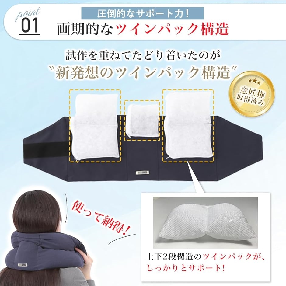 RAKUPILLOW ネックピロー 枕 サポート力強い 持ち運び簡単
