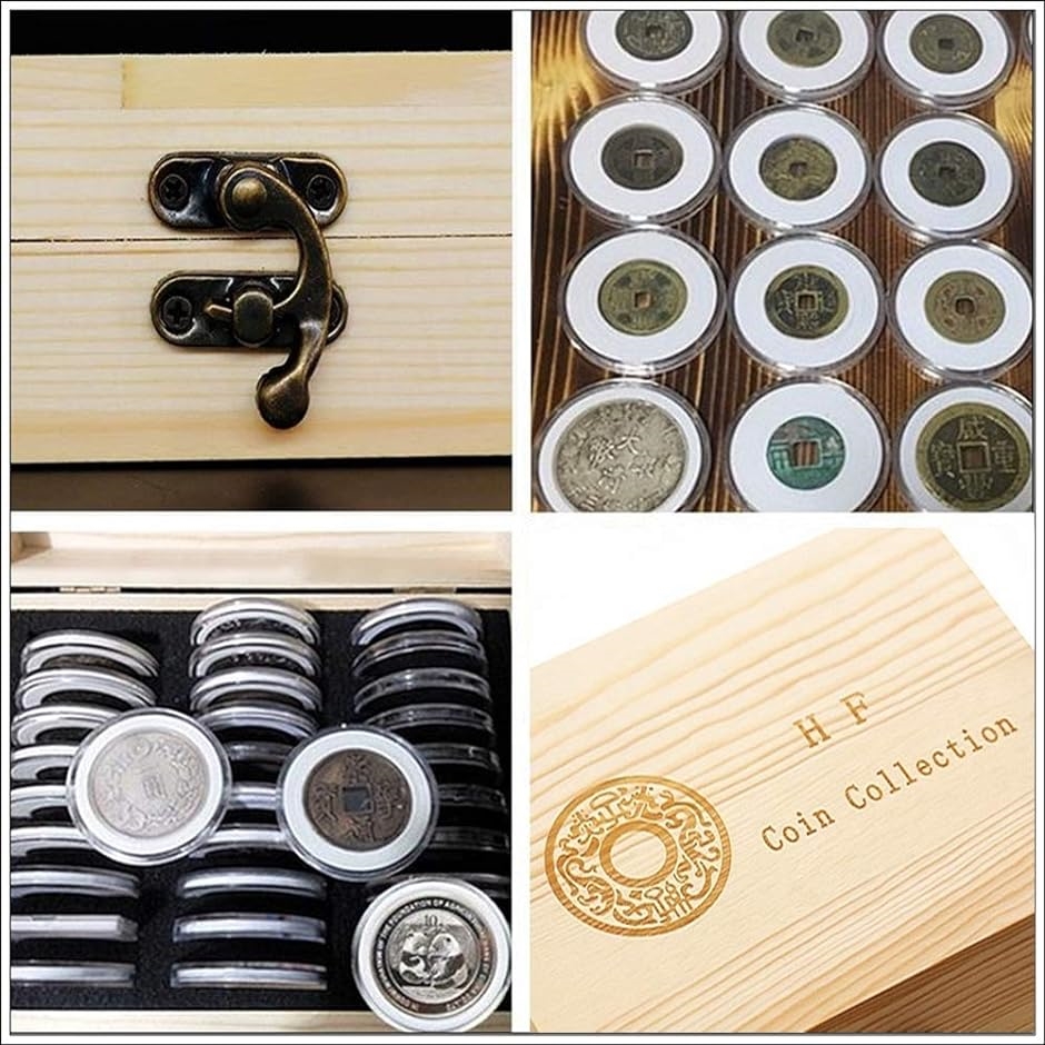 木製 コイン コレクション ケース 径5種対応 ボックス 硬貨 記念 収納 コインカプセル付き( 20枚)｜horikku｜07