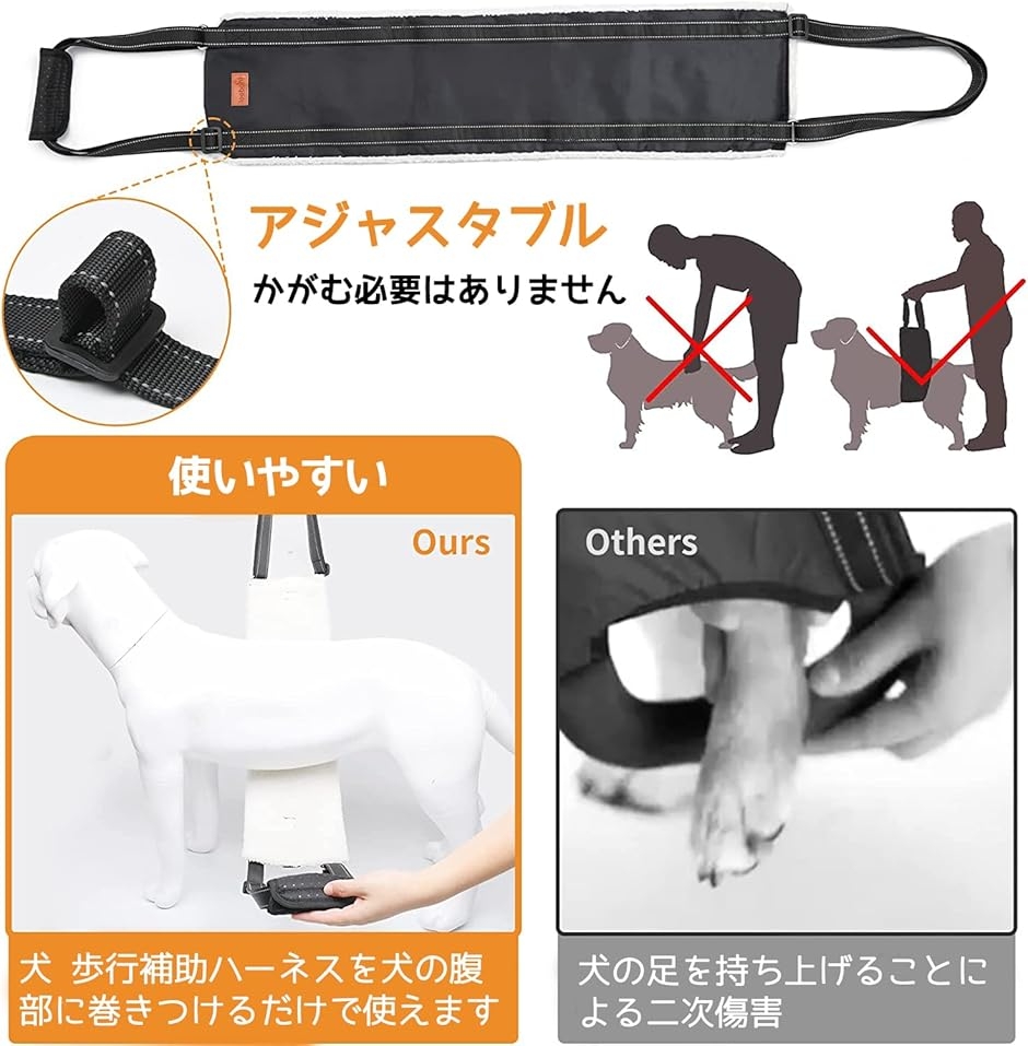犬 歩行補助ハーネス 胴体用 老犬 介護 年を...の詳細画像3