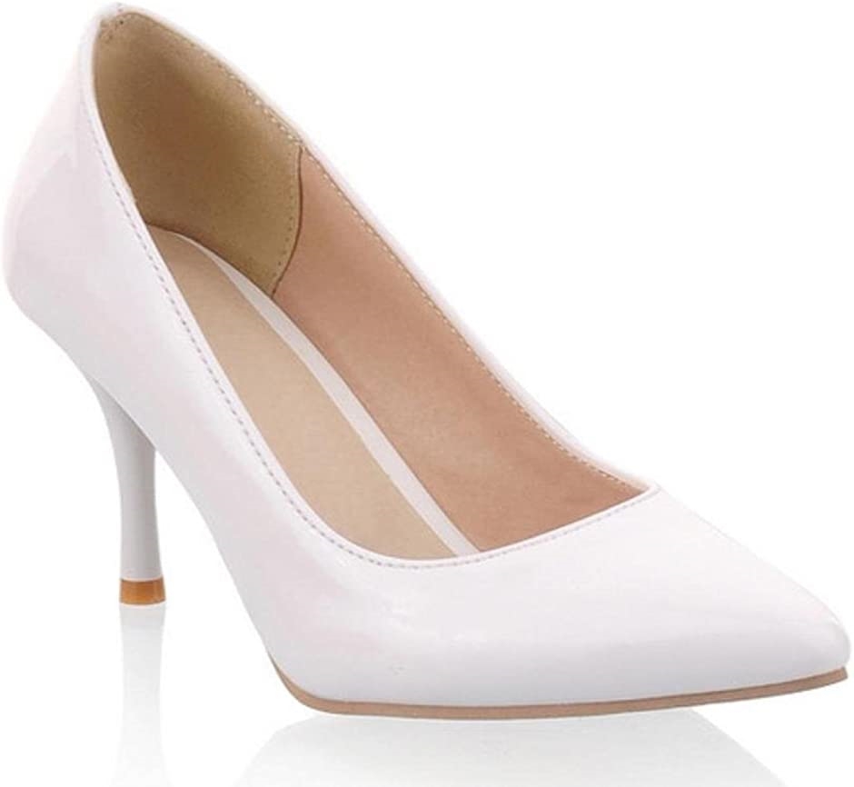 大きいサイズ ハイヒール パンプス エナメル ポインテッドトゥ ピンヒール 8cm 男女兼用 25.5( ホワイト,  25.5 cm) | ブランド登録なし