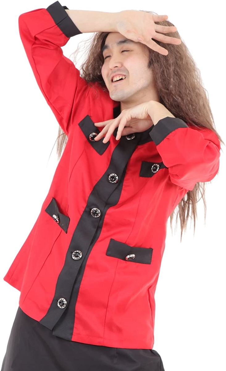 バブリーダンス ダンス部 ハイクオリティ衣装 コスプレ コスチューム 仮装 一発芸 宴会( レッド, L)