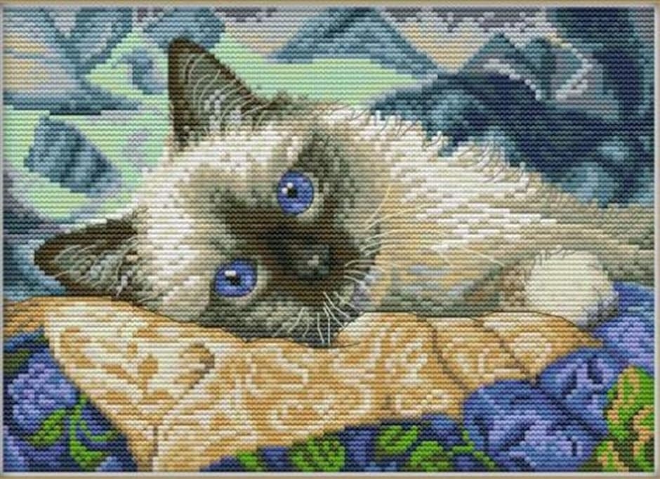 ウィスアイランドWizisland クロスステッチ 刺繍 キット セット 猫 ネコ 動物 図柄 図案 印刷 MDM( ペルシャ猫) | ブランド登録なし