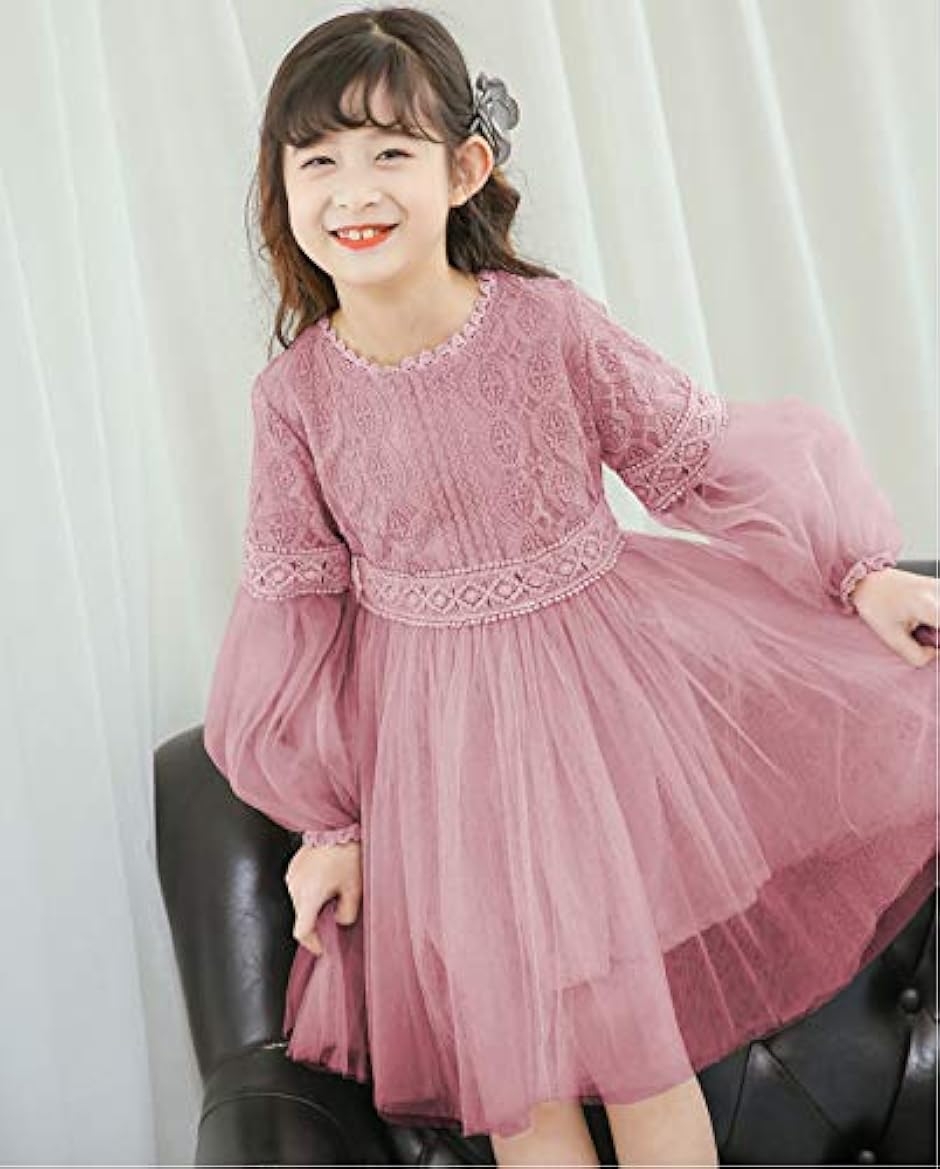 バルーン 袖 シースルー ふんわり フレア シフォン ワンピース キッズ