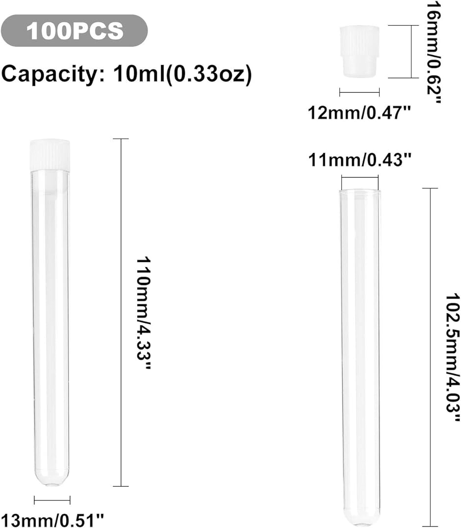 ランキング総合1位 TOYMYTOY 試験管 プラスチック テストチューブ 保存容器 サンプル ボトル チューブ 1.5ml 2ml 100個  通販