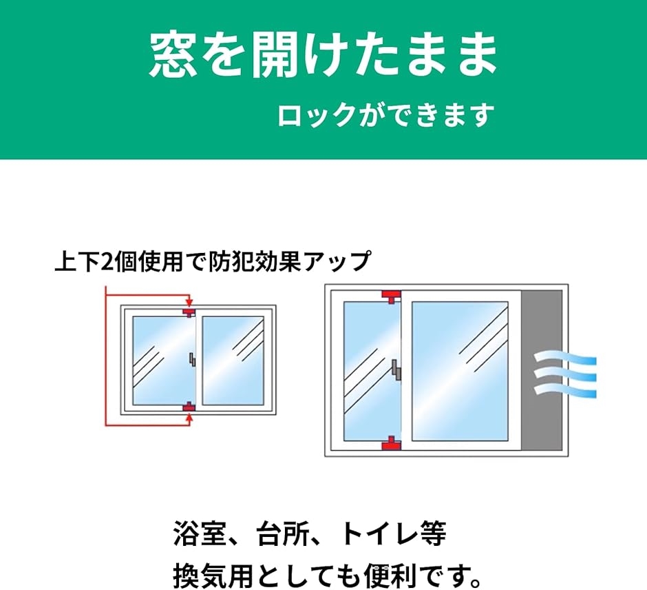 窓 ロック 補助錠 4個 セット ベランダ 鍵 防犯 サッシ ストッパー 黒( 黒)｜horikku｜04