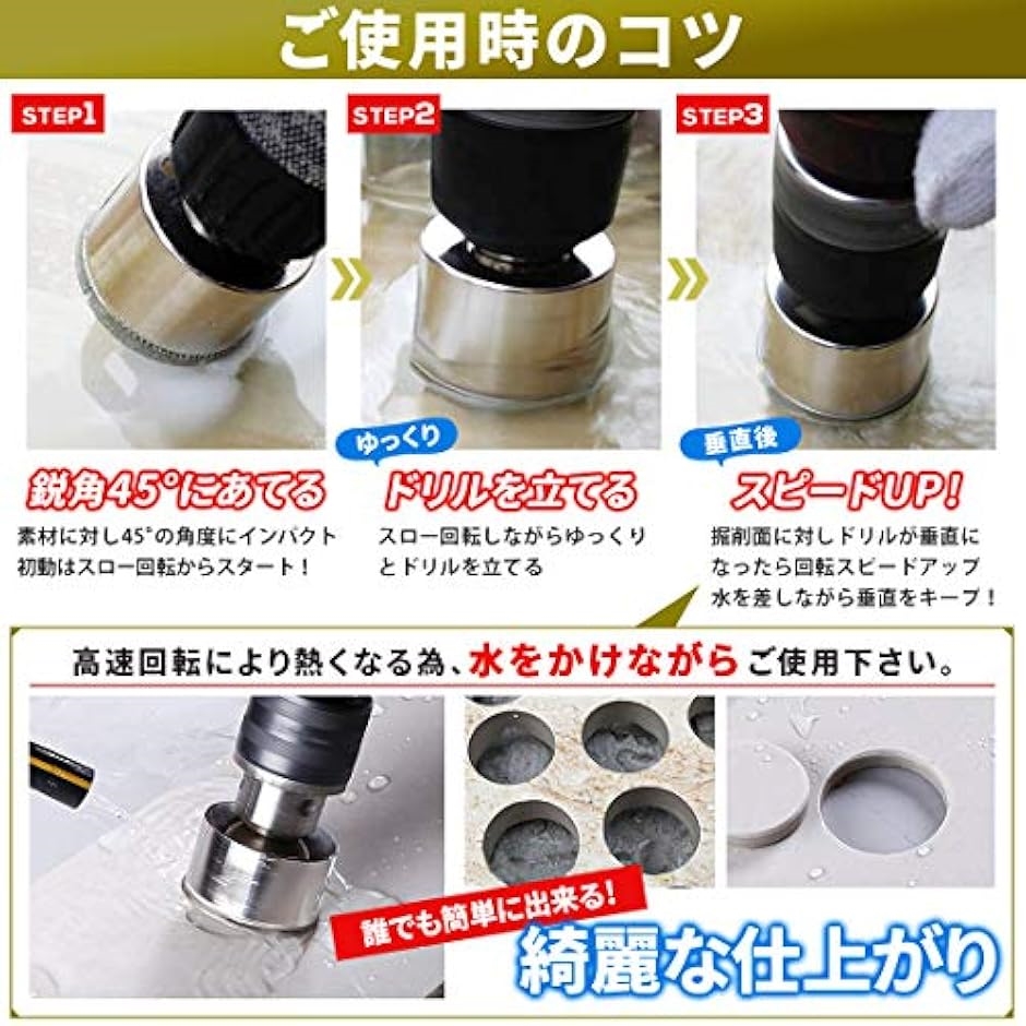ホールソー ガラス タイル 用 サイズ 6〜150mm ガラス穴開け