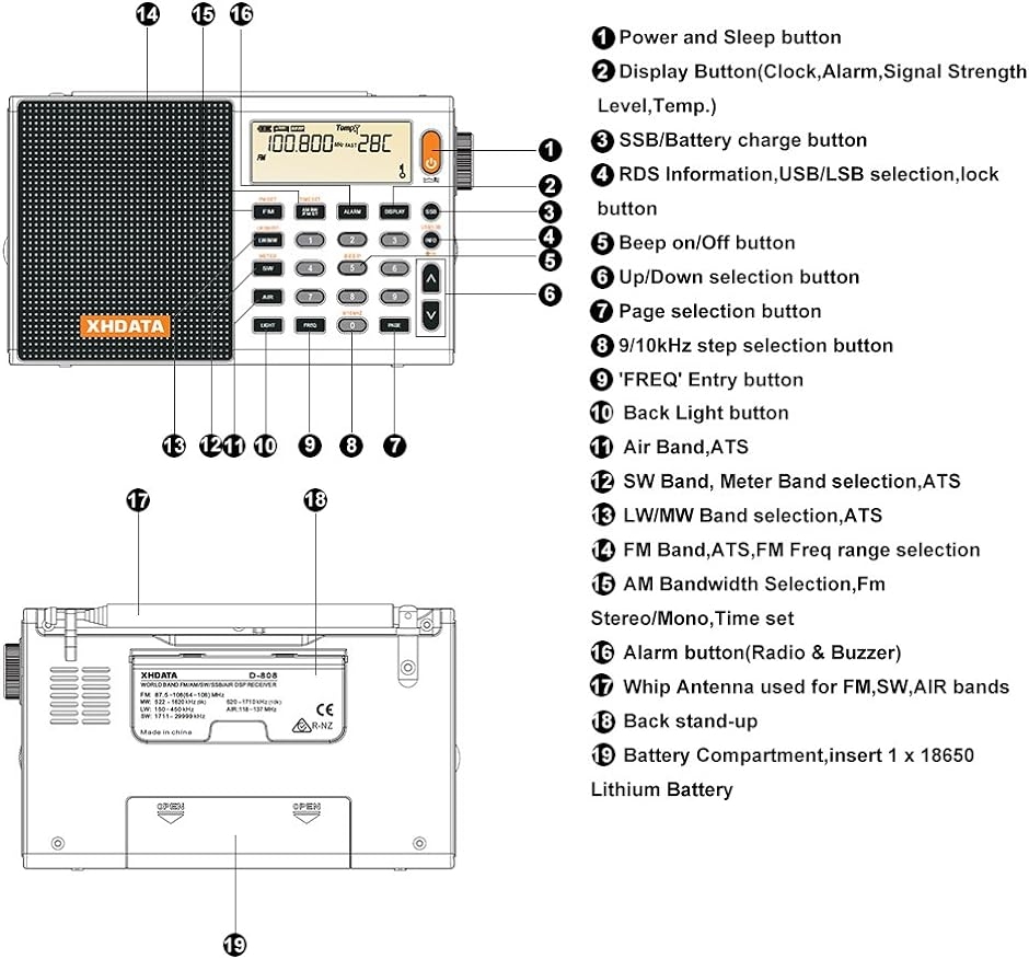 D-808 SSB BCLラジオ FM AM 短波 長波 高感度 ポータブルラジオ D-808 SSB BCLラジオ FM AM 短波 長波 高感度 ポータブルラジオ