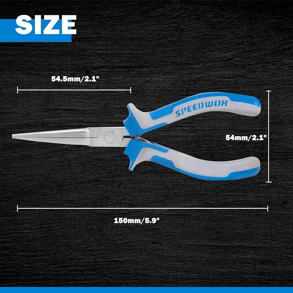 ラジオペンチ 先細 小型 ヤットコ ロングノーズ プライヤー ロングリーチ 極細 溝なし バネ付 軽量 精密( 青,  150mm)｜horikku｜06