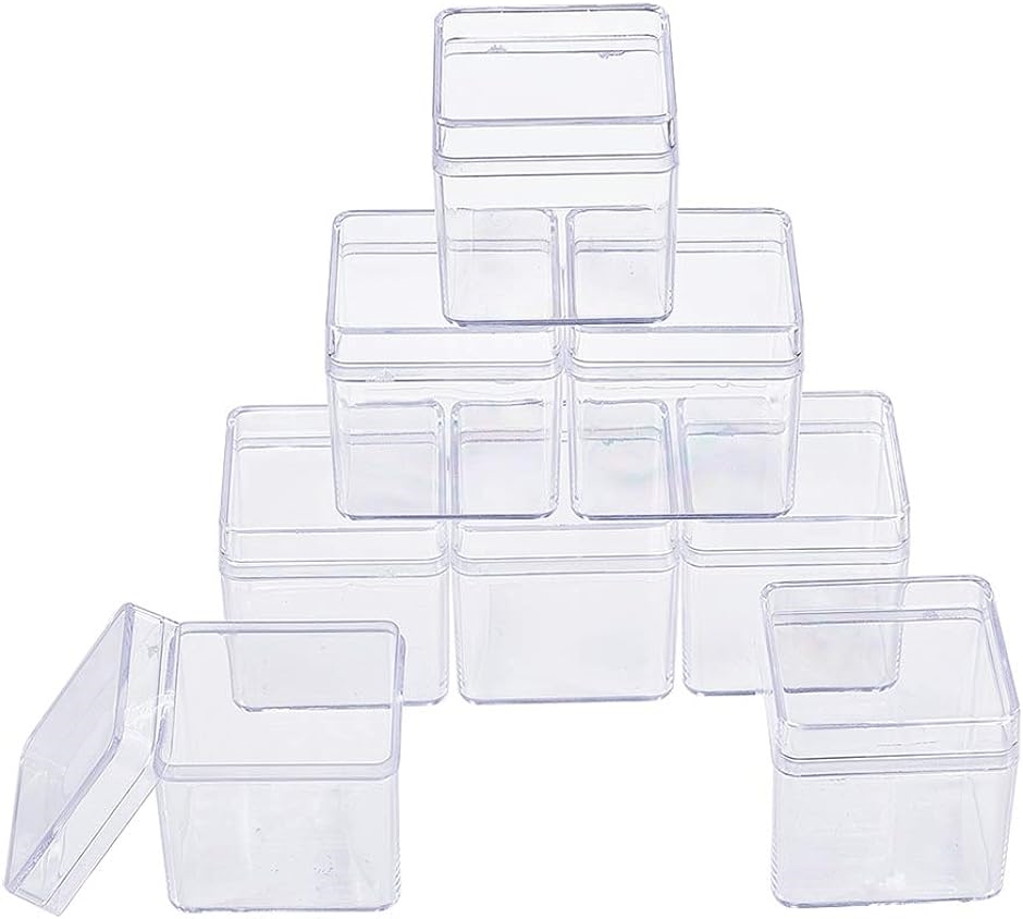 18個セット プラスチック小分けケース 透明 アクセサリーケース ビーズ収納ケース( 立方体-4ｘ4ｘ4cm,  立方体)