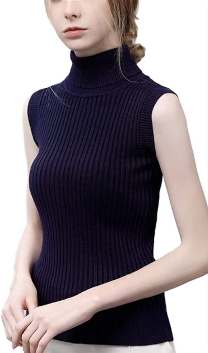 VIVIENNE TAM タートルネック ノースリーブ タートルネック ノースリーブ リブニット セーター ハイネック