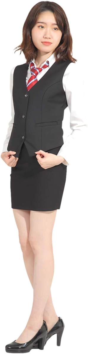 ベスト レディース フォーマル 大きいサイズ ビジネス ジレ オフィス ベストレディース 事務服 制服 e369( ブラック,  XL)｜horikku｜06