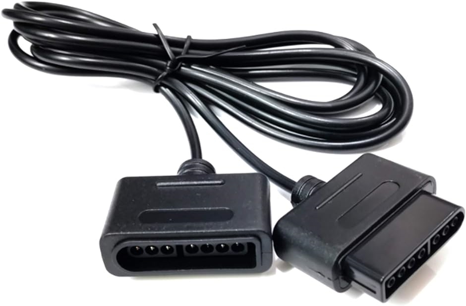 スーパーファミコン SFC スーファミ 用 コントローラー 延長ケーブル 1.8m 2人用セット SNES( 黒色)