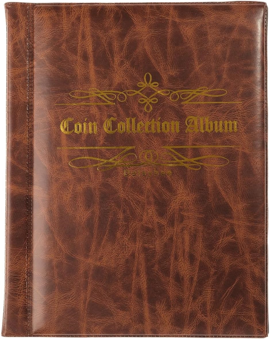 コイン コレクション アルバム 古銭 メダル 貨幣 収集ファイル 収納 保存用ホルダー 250枚(ブラウン)