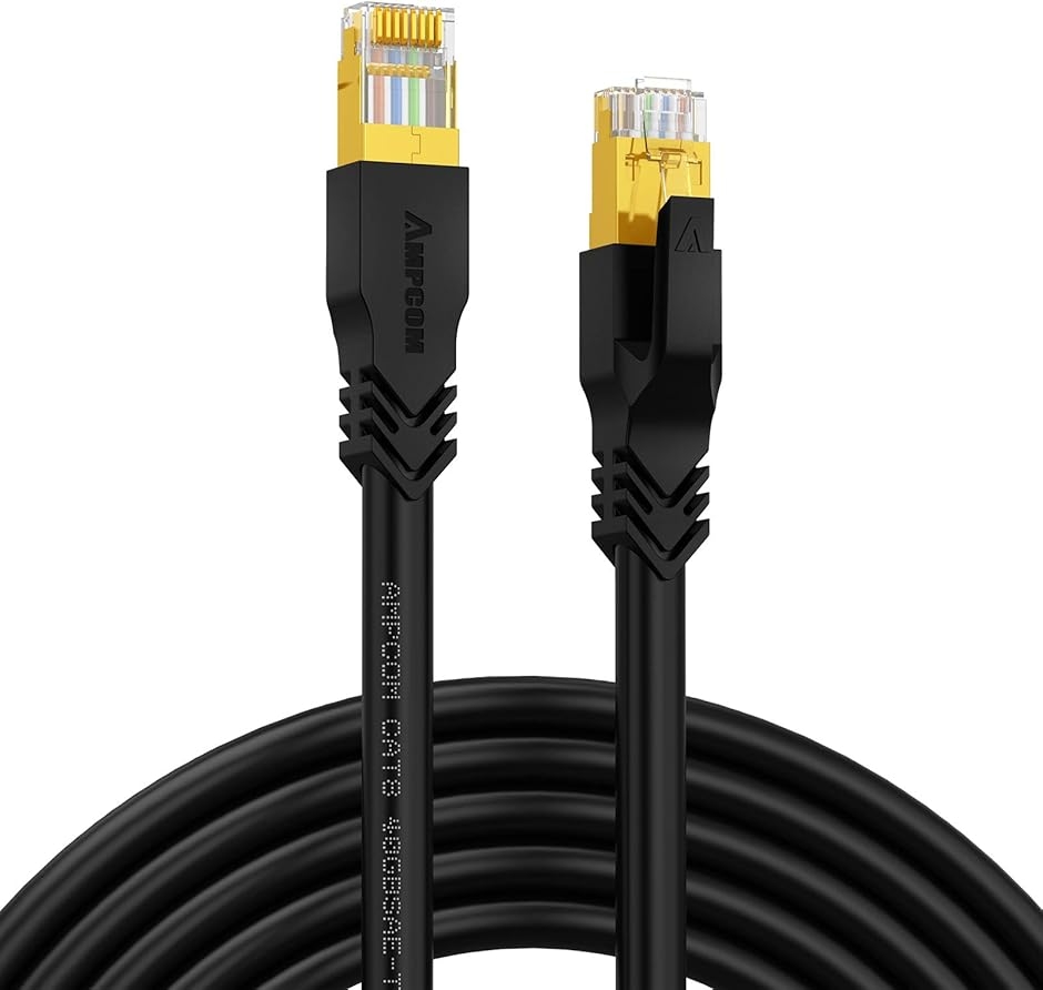 CAT8����STP ���� LAN�P�[�u�� 40Gbps/2000MHz FLUKE �t���[�N �F�� ������ (���A�u���b�N,  3M)